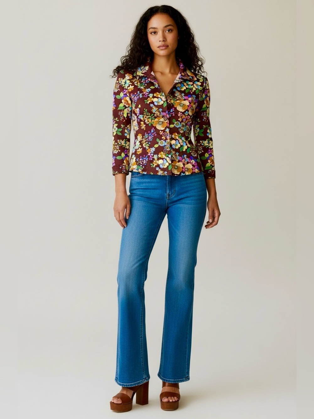 60s Psychedelic FLOWER POWER Fitted Blazer Jacket / XS S